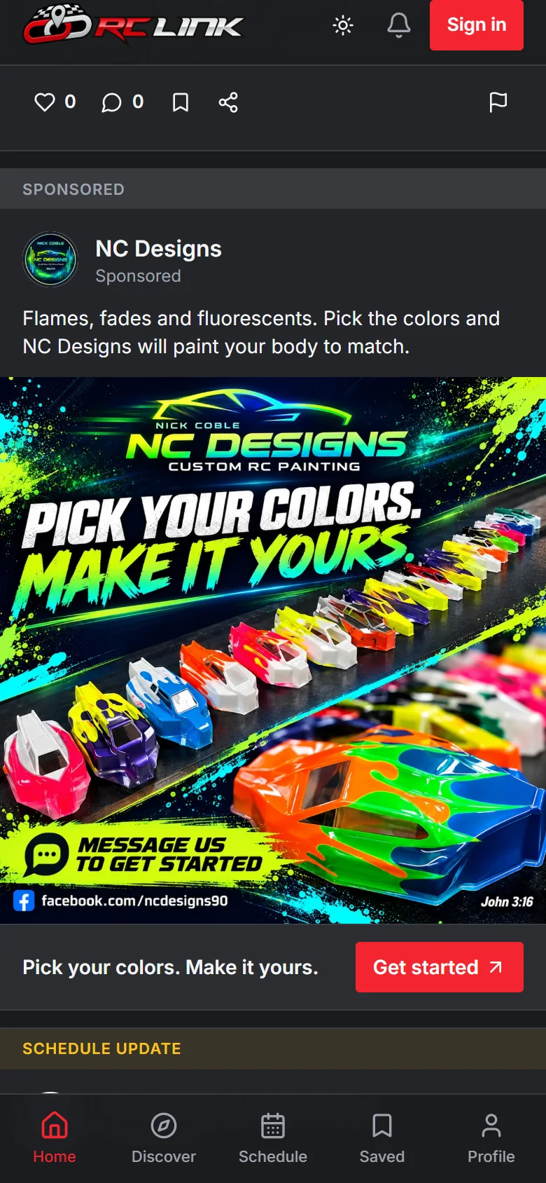 An NC Designs sponsored post in the RC LINK feed